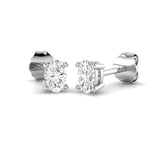 Stud Earrings with Cushion Cut Diamond Bezel Set | Gold