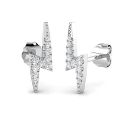 0.09ct Natural Diamond Sparkling Lightning-Bolt Stud Earrings in 9K White or Yellow Gold