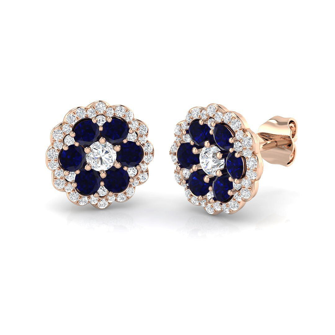 Tumby 1.25ct Gold Blue Sapphire Luxury Diamond Earrings