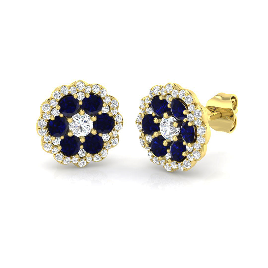 Tumby 1.25ct Gold Blue Sapphire Luxury Diamond Earrings