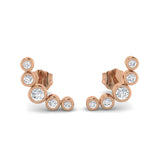 0.25 Ct Diamond Graduated Ear Climbers in White Gold | Bezel Set Diamond Crawlers