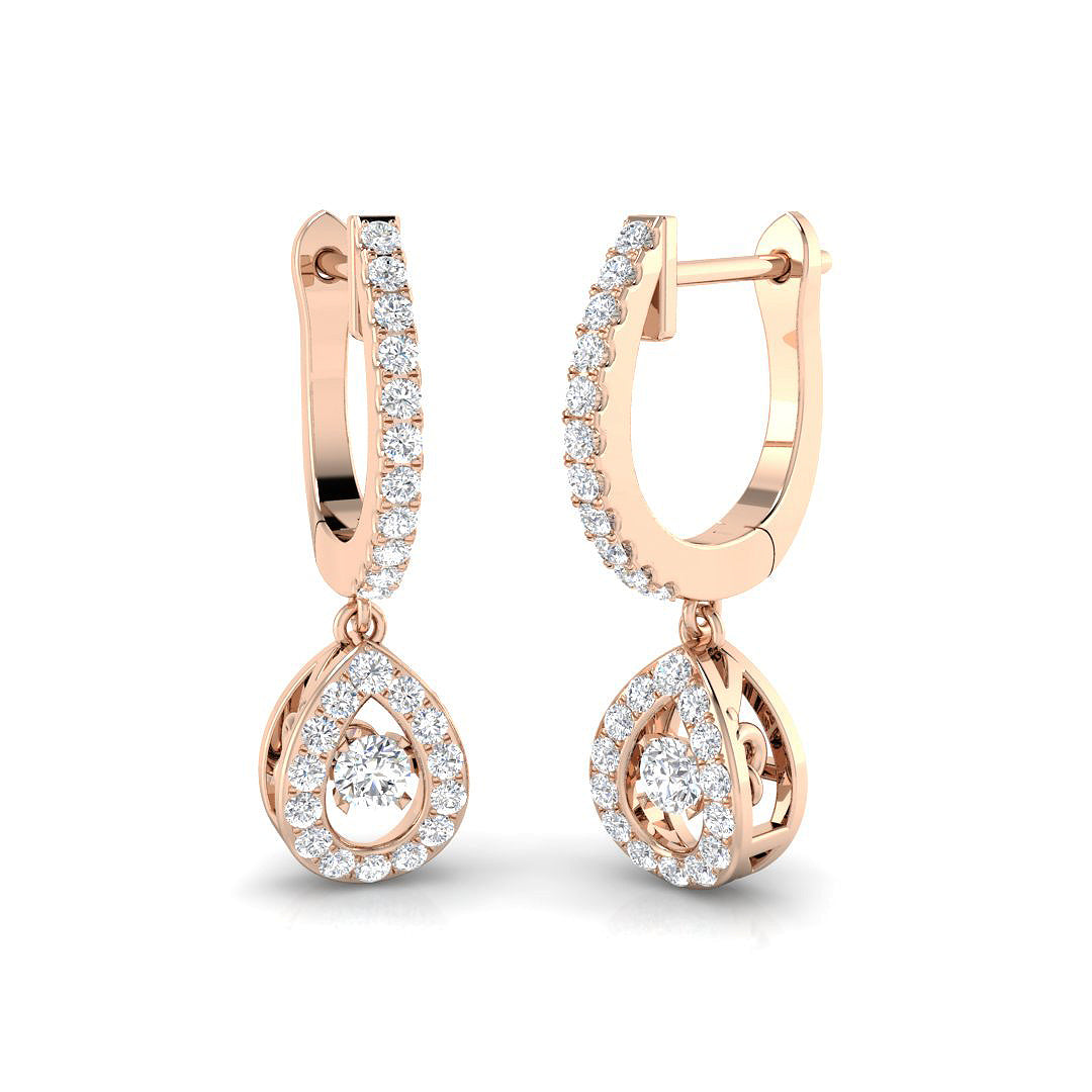 "Rowdy Luxury Gold Drop & Trilogy Diamond Earrings 0.5ct"