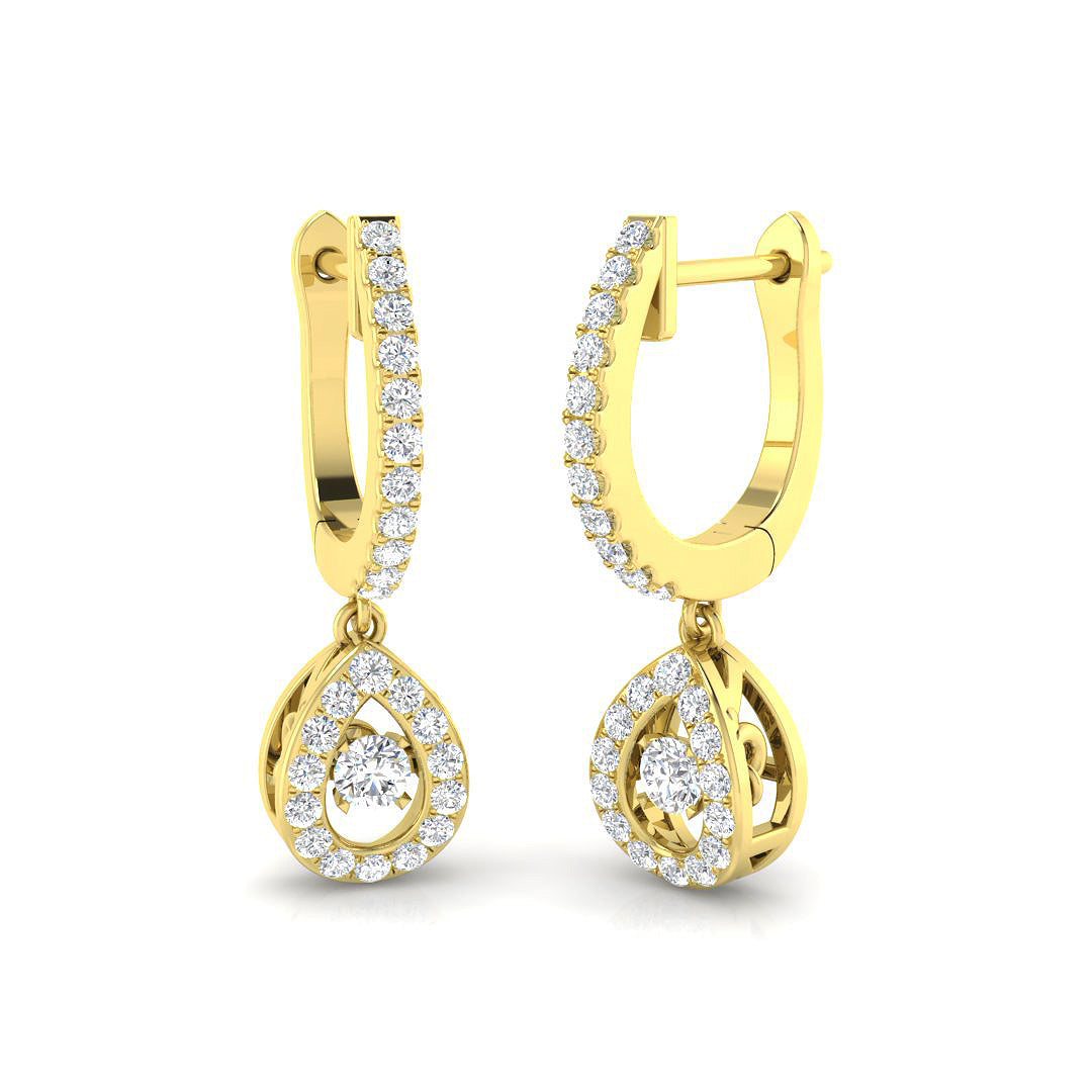 "Rowdy Luxury Gold Drop & Trilogy Diamond Earrings 0.5ct"