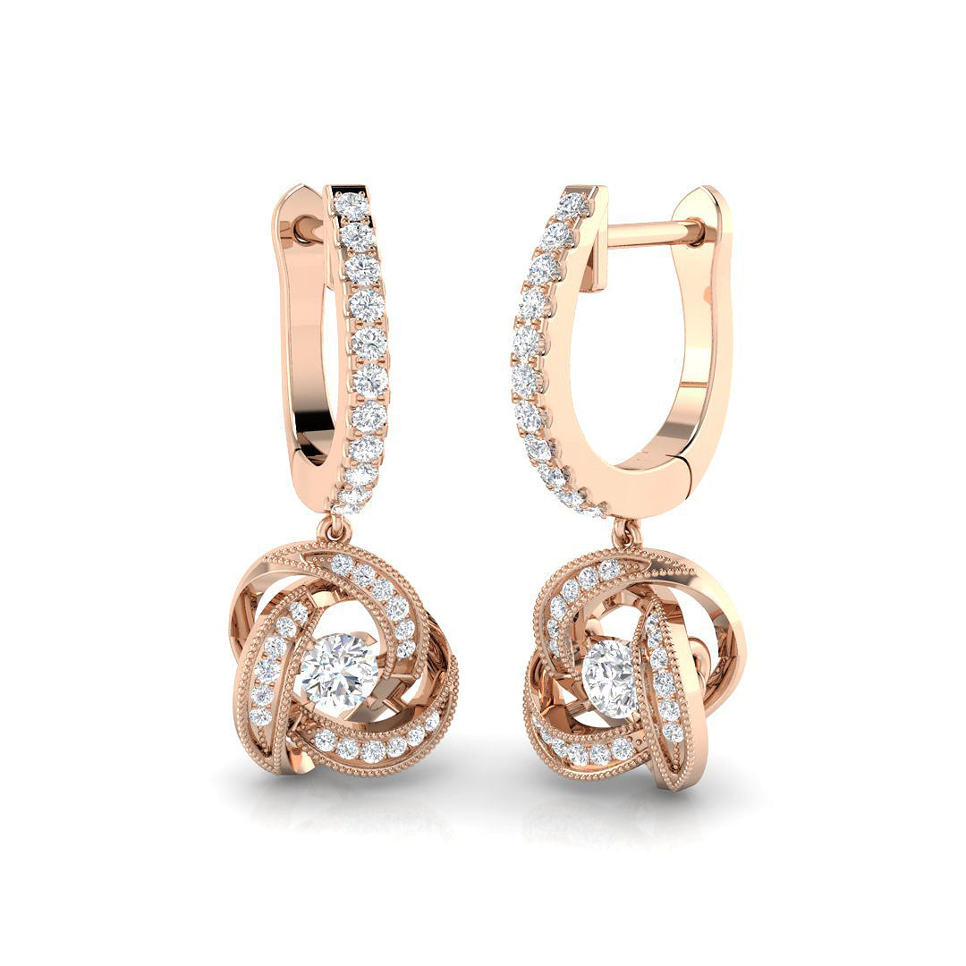 Rubby Gold Drop & Trilogy Diamond Earrings - Luxury 0.33ct Jewelry