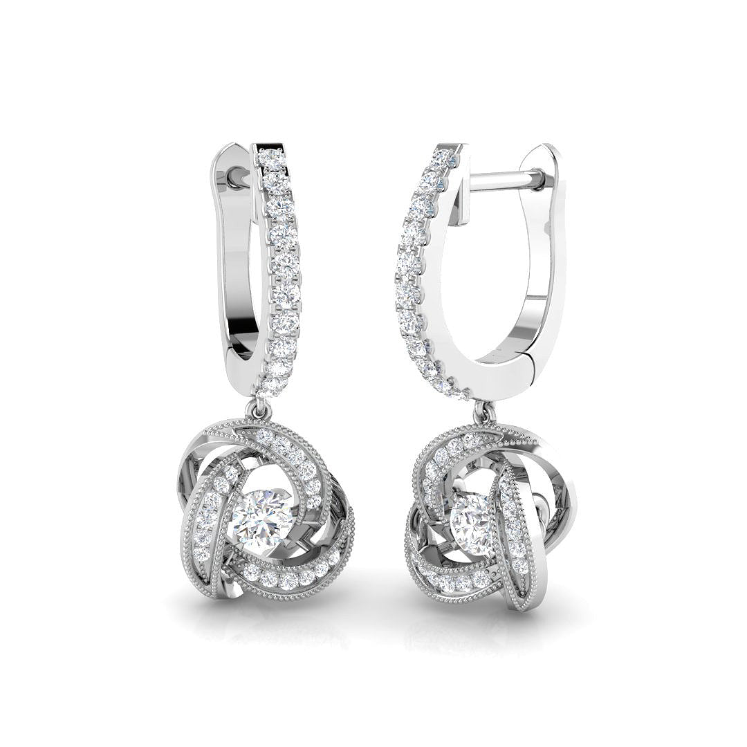 Rubby Gold Drop & Trilogy Diamond Earrings - Luxury 0.33ct Jewelry