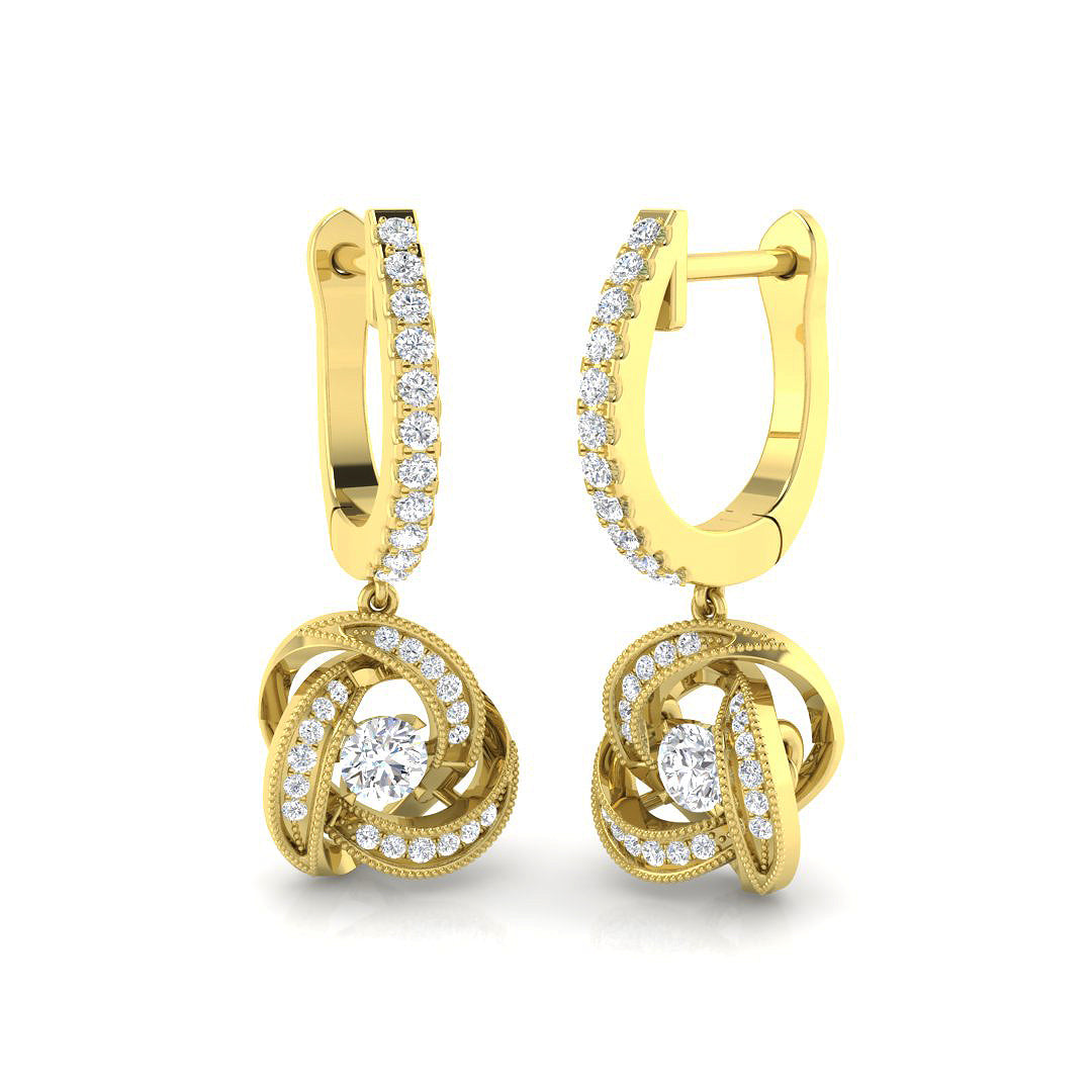 Rubby Gold Drop & Trilogy Diamond Earrings - Luxury 0.33ct Jewelry
