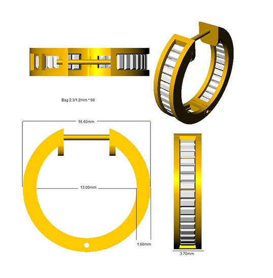 Ohrring mit 1,50 Karat natürlichem und im Labor gezüchtetem Baguette-Diamanten in Gold