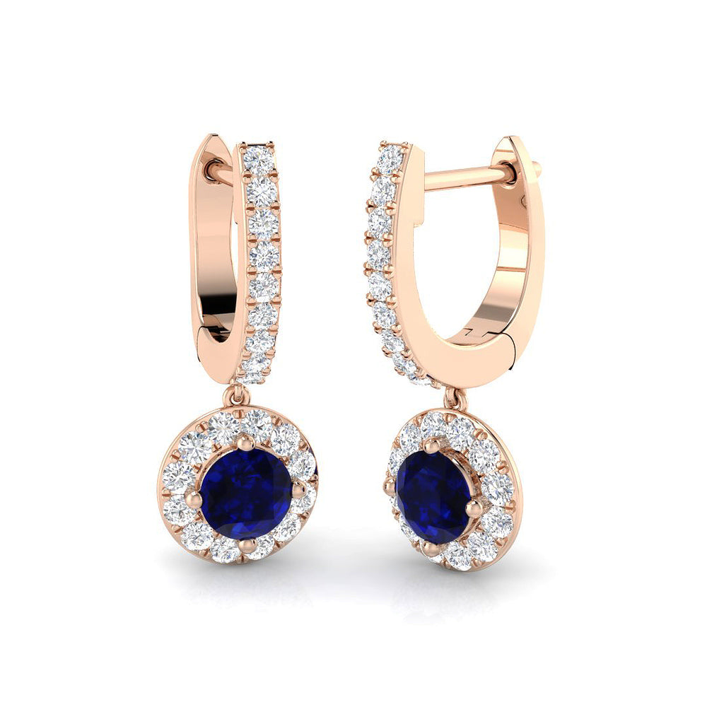 Hoop Earrings - Candy Collection 1ct Blue Sapphire Gold