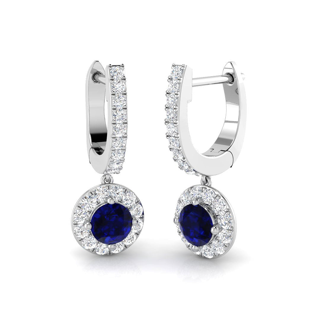 Hoop Earrings - Candy Collection 1ct Blue Sapphire Gold