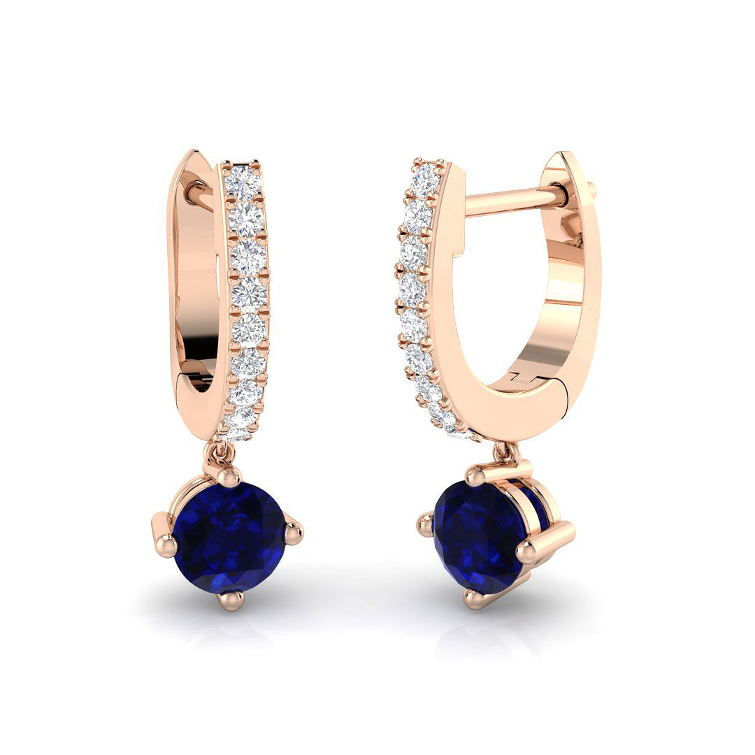 Hoop Earrings - Truby Luxury 1ct Blue Sapphire Gold