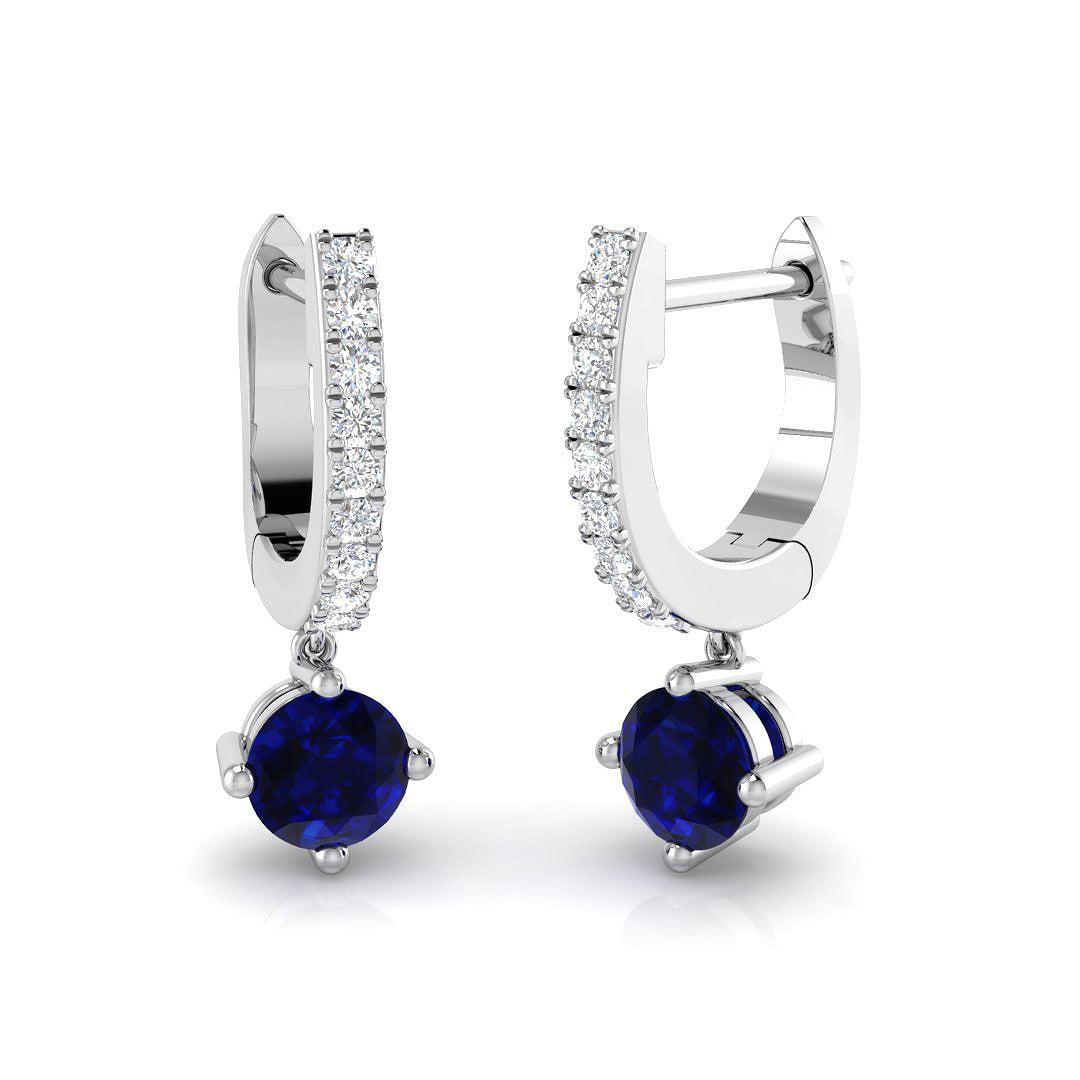 Hoop Earrings - Truby Luxury 1ct Blue Sapphire Gold