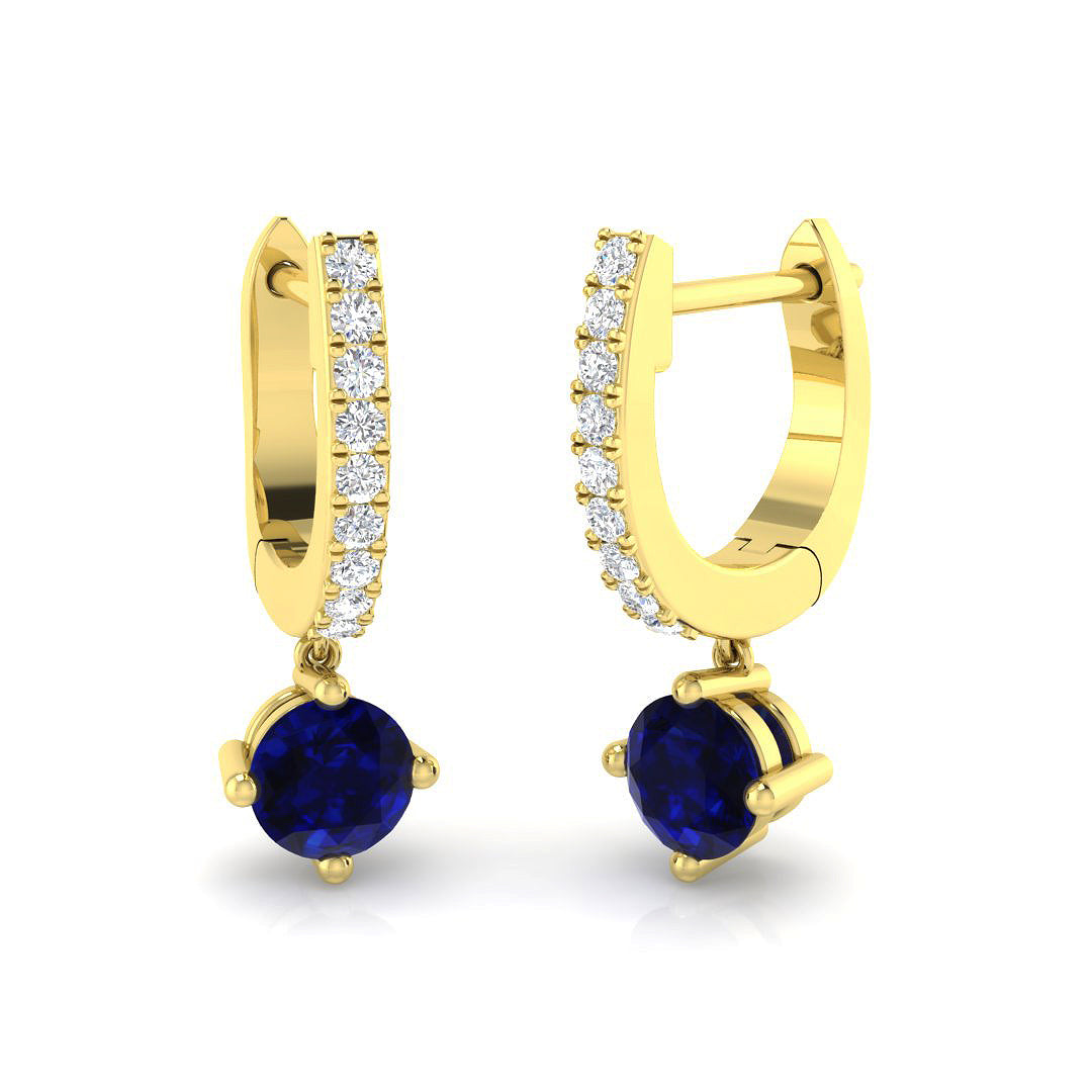 Hoop Earrings - Truby Luxury 1ct Blue Sapphire Gold