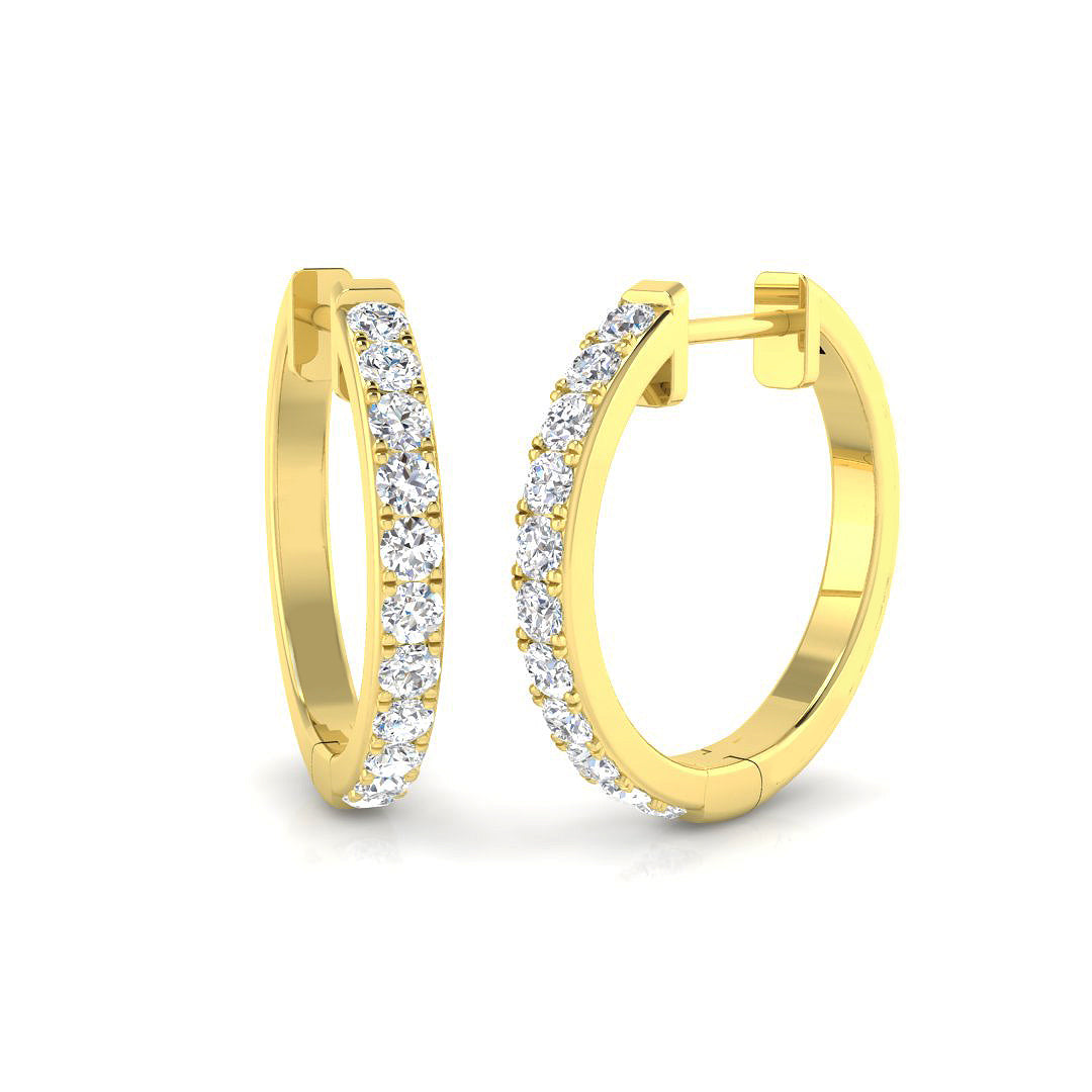 0.5 Carat D-E/VS Lab Grown Diamond Hoops Earring 9k Yellow Gold Ready To Ship