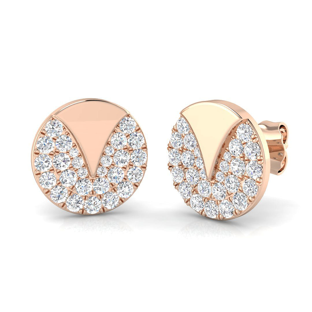 Modern 0.50Ct Diamond Geometric Disc Stud Earrings in White Gold