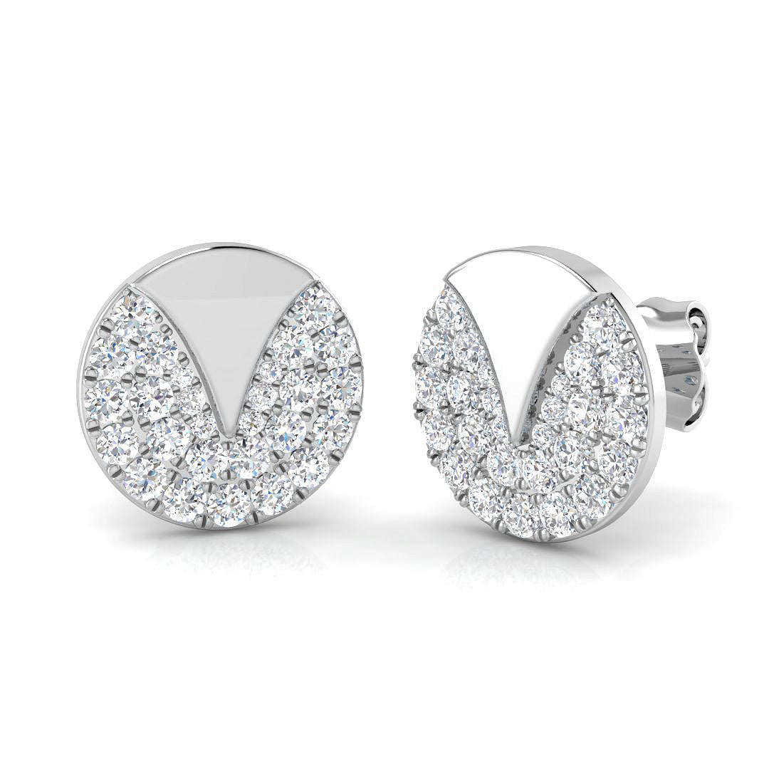 Modern 0.50Ct Diamond Geometric Disc Stud Earrings in White Gold