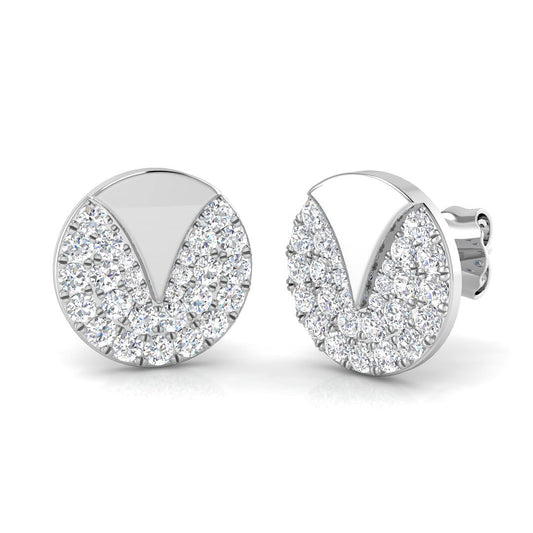 Modern 0.50Ct Diamond Geometric Disc Stud Earrings in White Gold