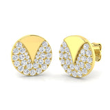 Modern 0.50Ct Diamond Geometric Disc Stud Earrings in White Gold