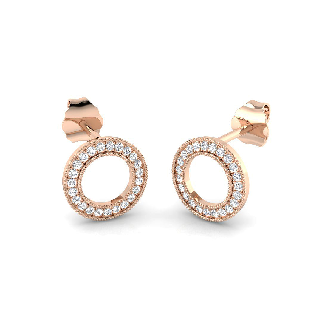 Stunning 0.10 Ct Diamond Circle of Life Stud Earrings in White Gold