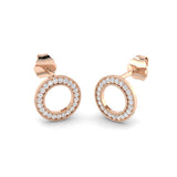 Stunning 0.10 Ct Diamond Circle of Life Stud Earrings in White Gold