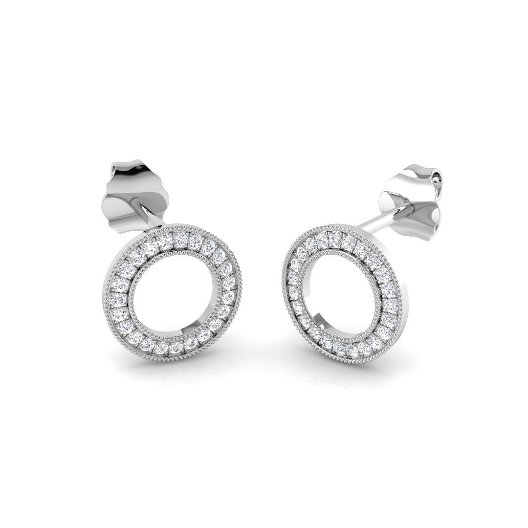 Stunning 0.10 Ct Diamond Circle of Life Stud Earrings in White Gold