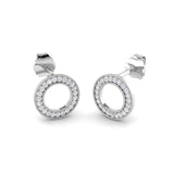 Stunning 0.10 Ct Diamond Circle of Life Stud Earrings in White Gold
