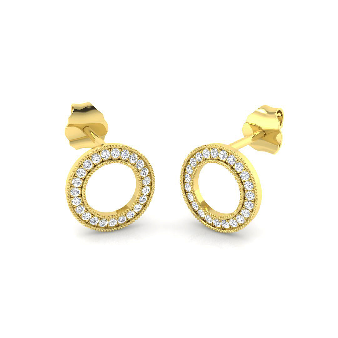 Stunning 0.10 Ct Diamond Circle of Life Stud Earrings in White Gold
