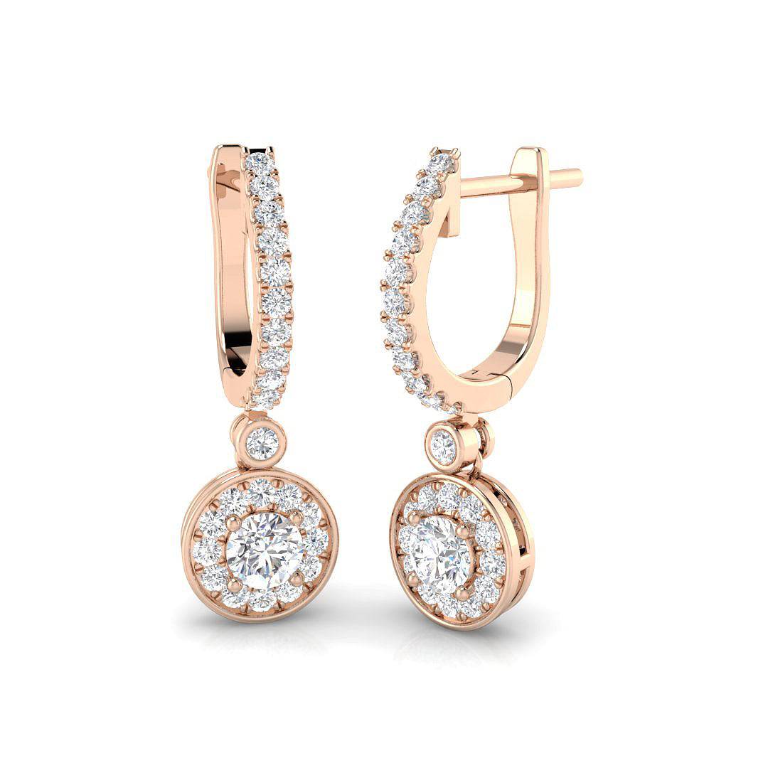 Rusty Gold Diamond Drop & Trilogy Earrings - 1ct Luxury Jewelry