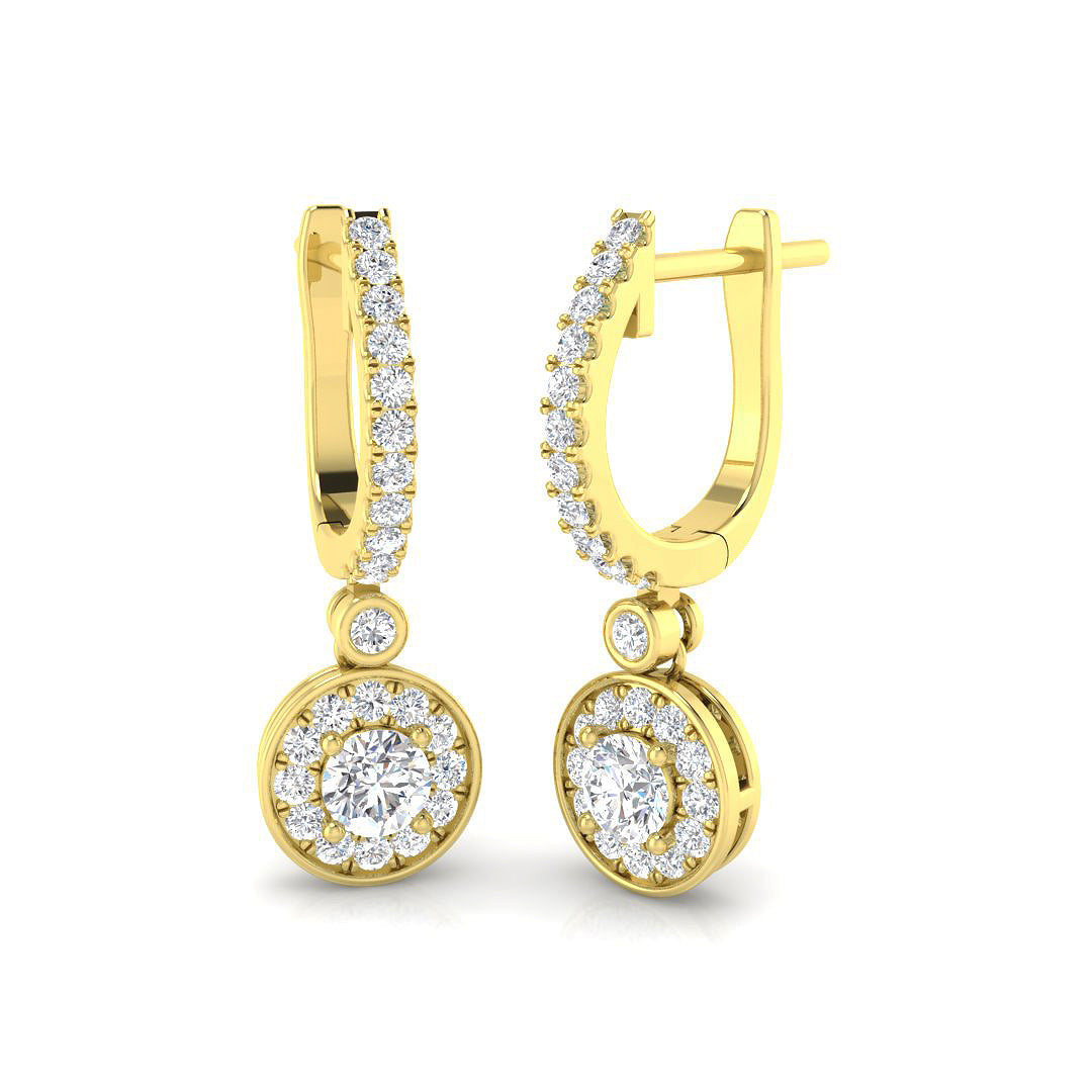 Rusty Gold Diamond Drop & Trilogy Earrings - 1ct Luxury Jewelry