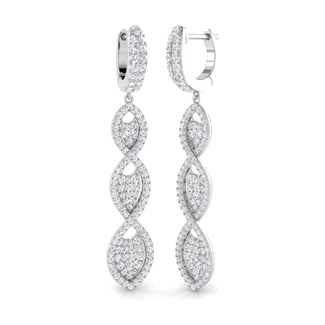 Salsy 1.5ct Gold Diamond Drop & Trilogy Earrings - Luxury Jewelry