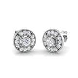 0.50 Ct Vintage Art Deco Diamond Stud Earrings in White Gold | Milgrain Target Studs
