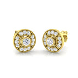 0.50 Ct Vintage Art Deco Diamond Stud Earrings in White Gold | Milgrain Target Studs