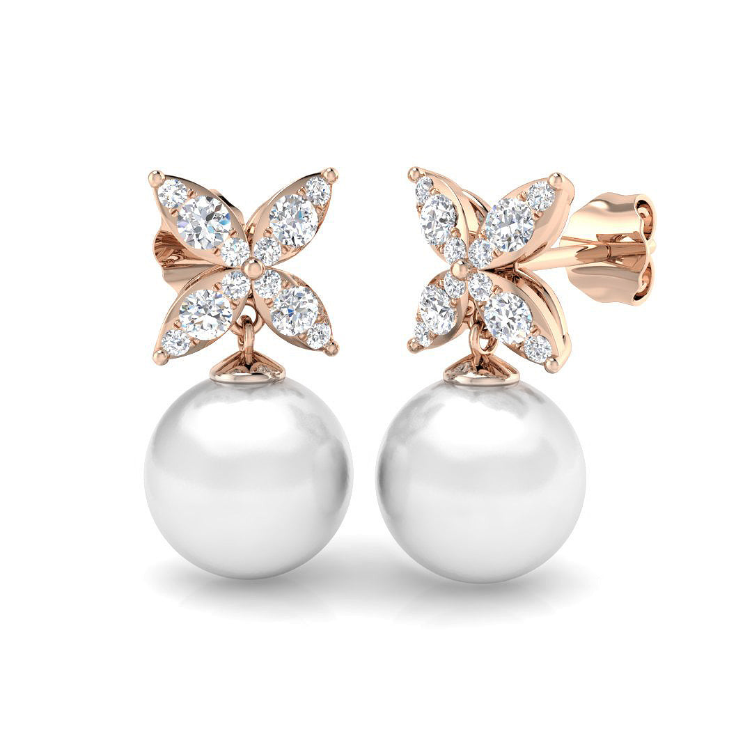 Conan Luxury Gold Pearl Diamond Earrings - 10.5ct Radiance