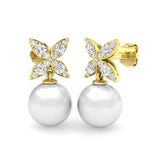 Conan Luxury Gold Pearl Diamond Earrings - 10.5ct Radiance