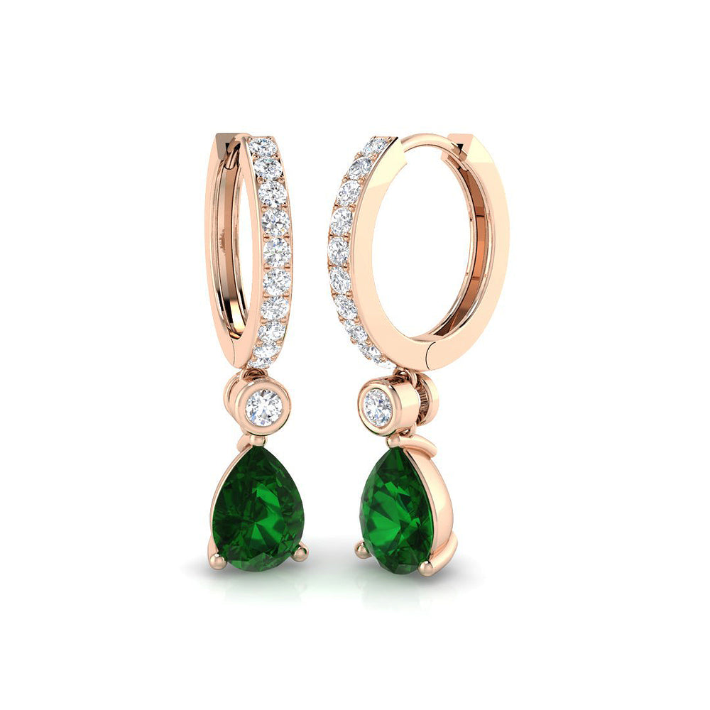 Hoop Earrings - Shaky Luxury 1.5ct Emerald Diamond Gold