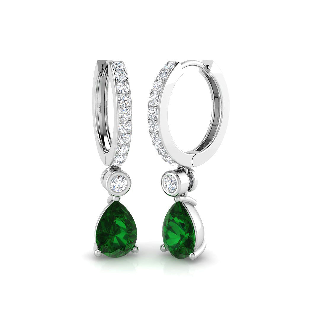 Hoop Earrings - Shaky Luxury 1.5ct Emerald Diamond Gold