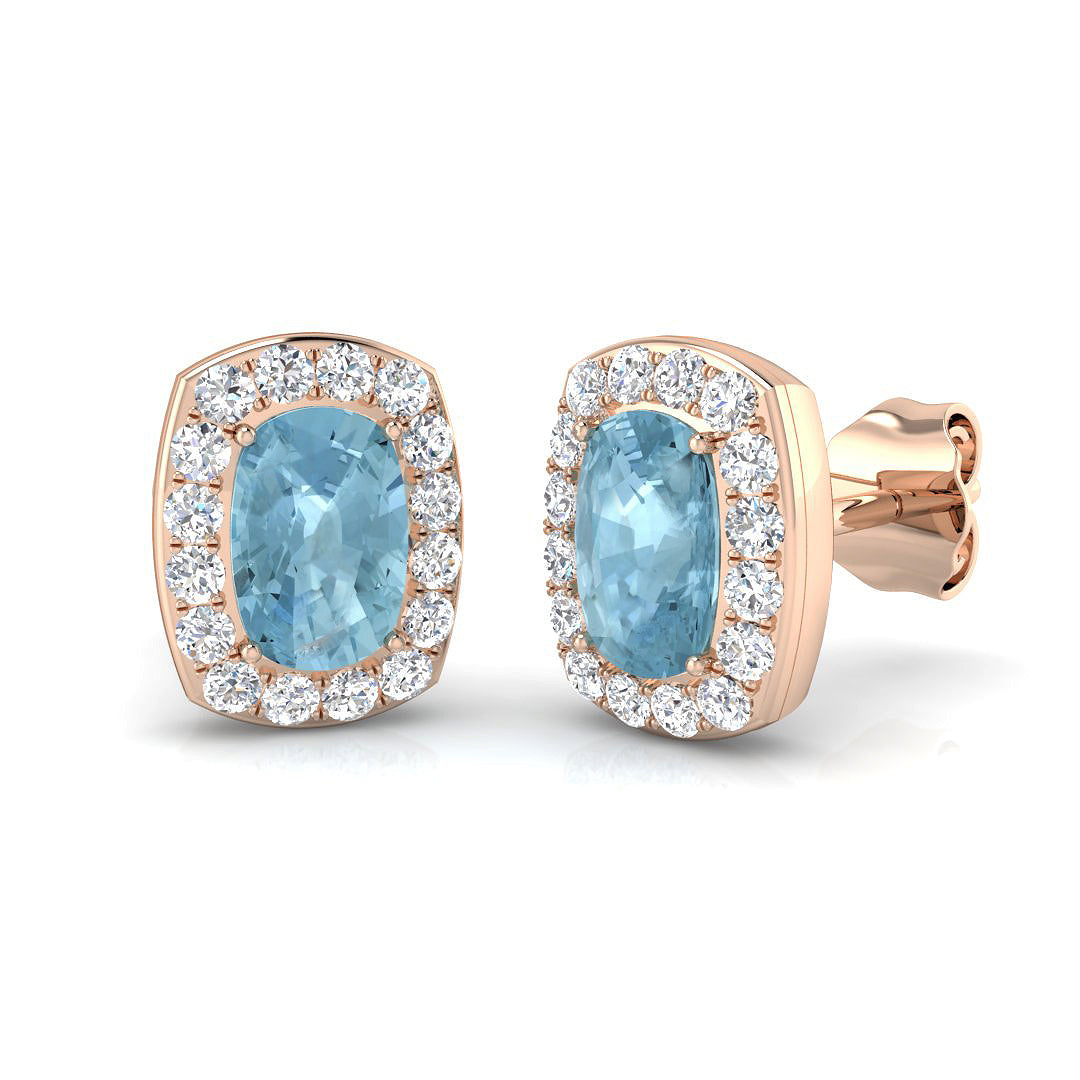 Erjty Aquamarine Gold Diamond Earrings - 1.25ct to 1.5ct Luxury Jewelry
