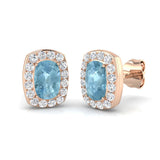 Erjty Aquamarine Gold Diamond Earrings - 1.25ct to 1.5ct Luxury Jewelry