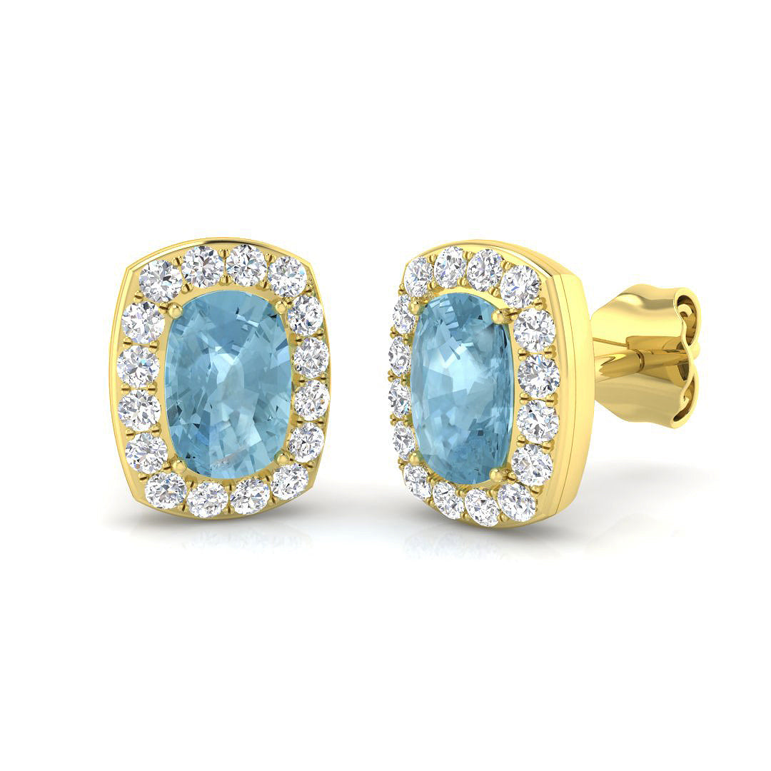 Erjty Aquamarine Gold Diamond Earrings - 1.25ct to 1.5ct Luxury Jewelry