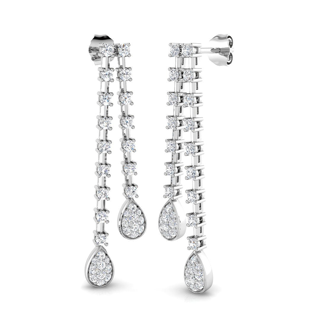 Dainty Gold Diamond Drop & Trilogy Earrings - 1ct Luxury Jewelry