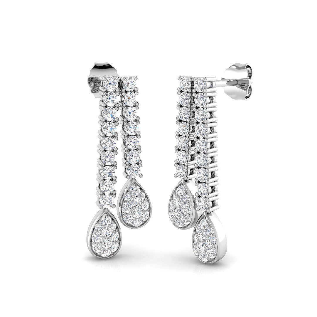 Stunning Curly 1.25ct Gold Drop & Trilogy Diamond Earrings
