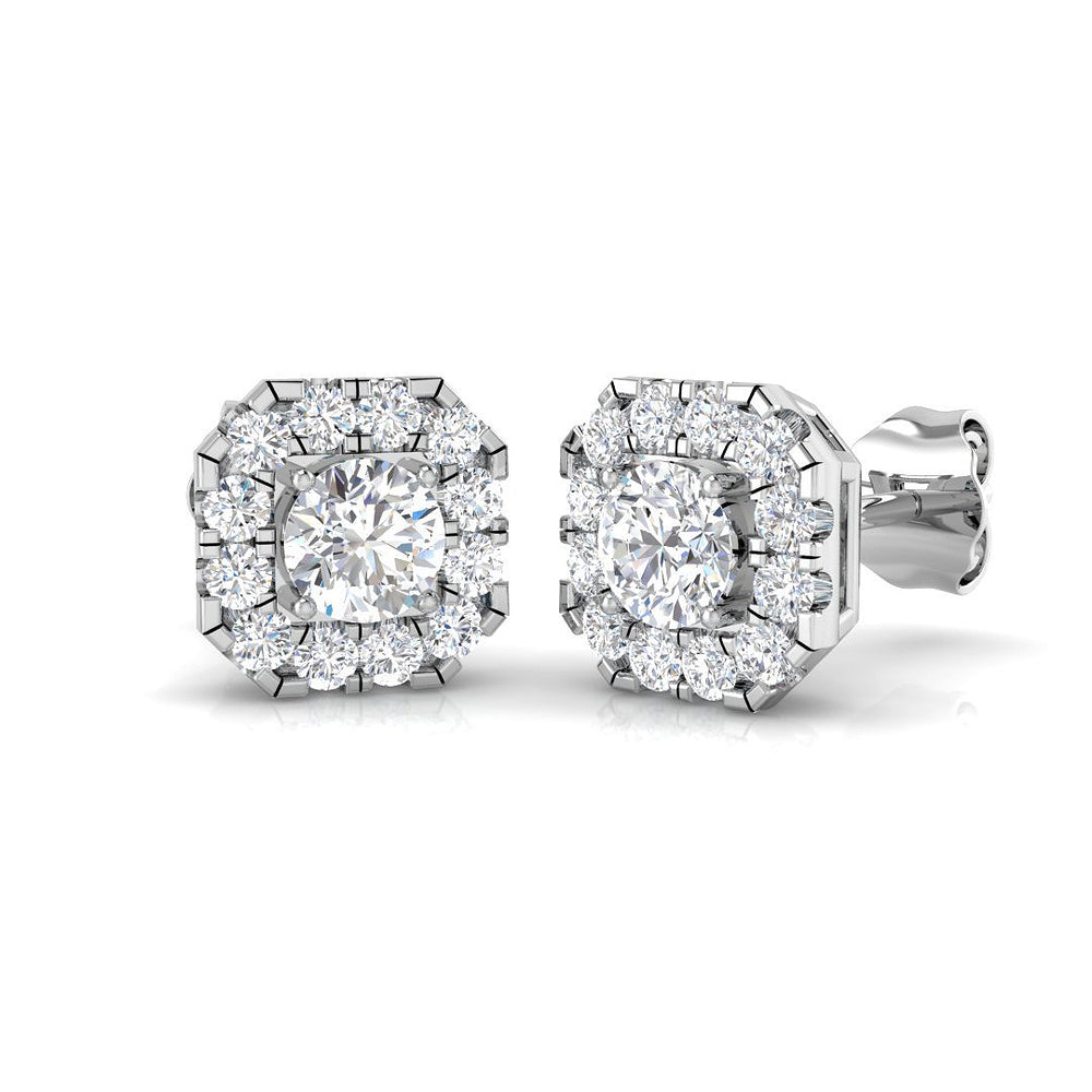 Halo Stud Earrings - 1.00 Carat Enssy Cushion Square