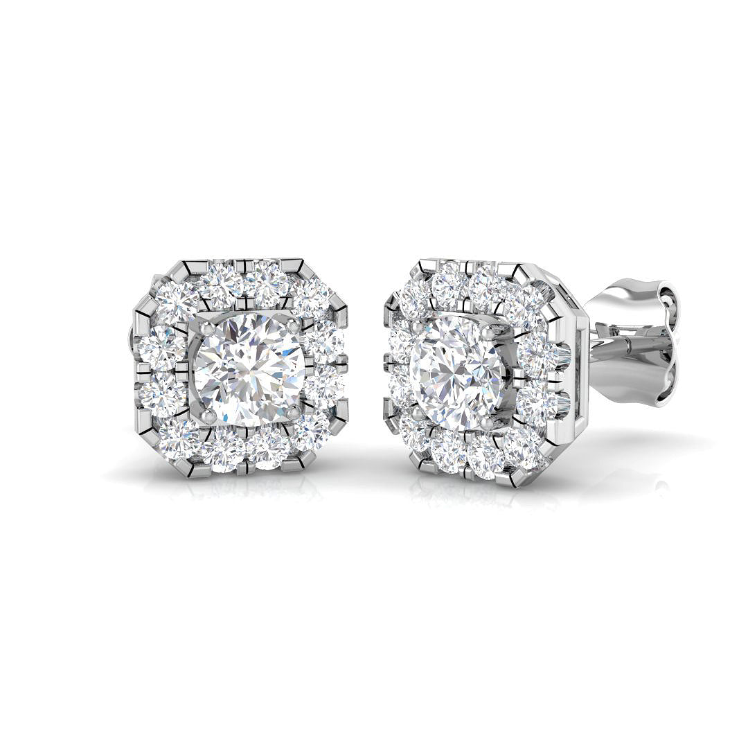 Halo Stud Earrings - 1.00 Carat Enssy Cushion Square