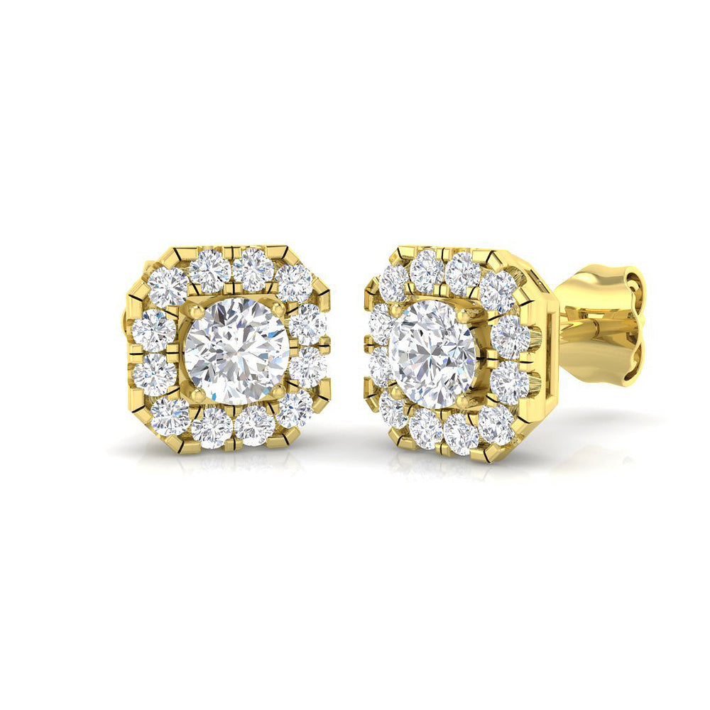 Halo Stud Earrings - 1.00 Carat Enssy Cushion Square