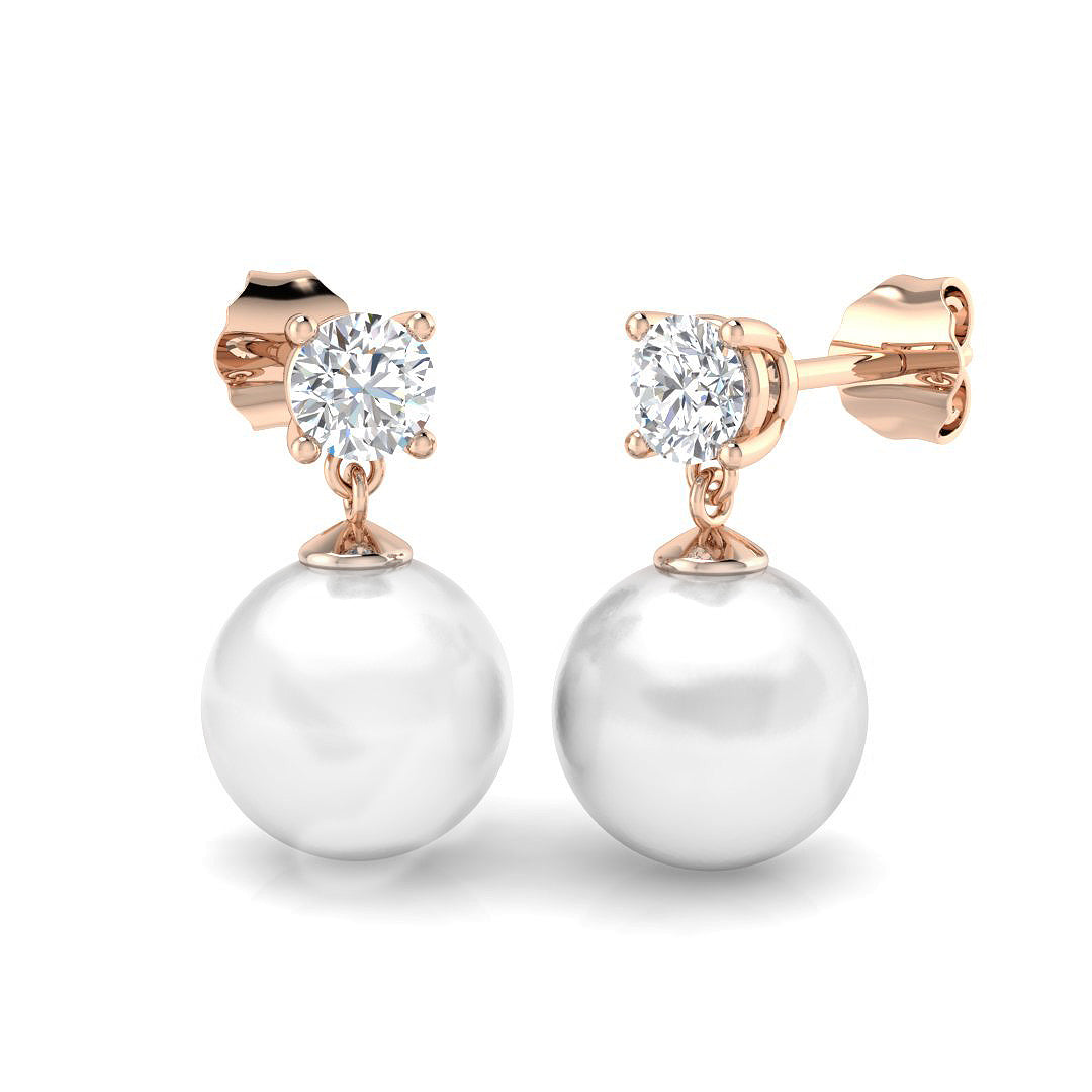 Clive Gold Pearl Diamond Earrings – 8ct Luxury Jewelry for Elegance