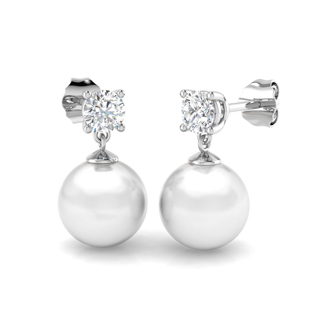 Clive Gold Pearl Diamond Earrings – 8ct Luxury Jewelry for Elegance