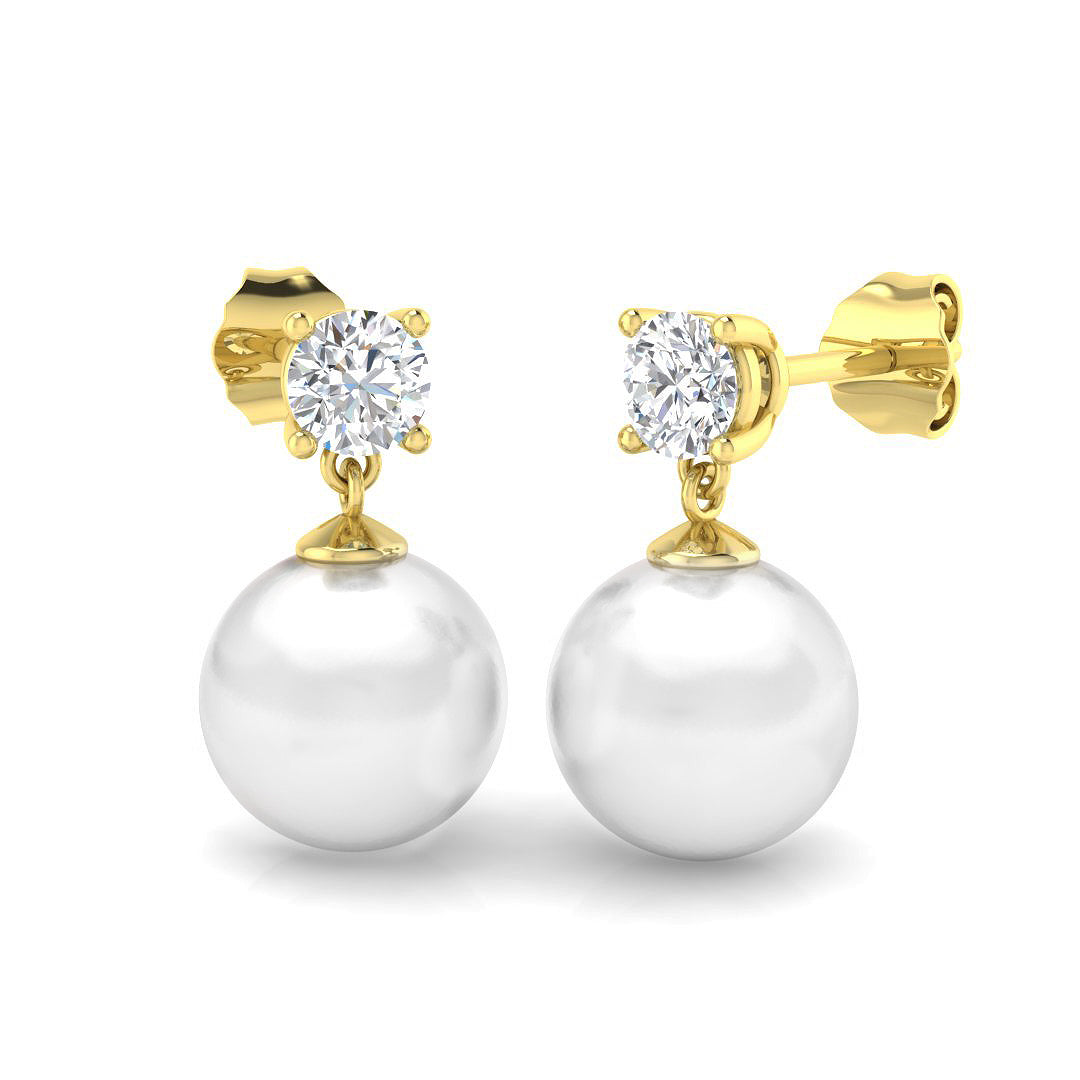 Clive Gold Pearl Diamond Earrings – 8ct Luxury Jewelry for Elegance