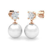 Croft 10.5ct Gold Pearl Diamond Earrings - Elegant Luxury Jewelry