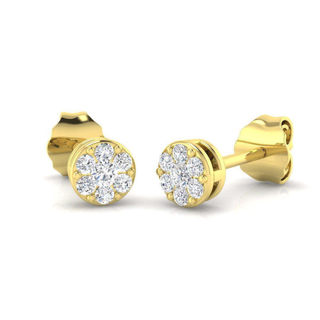 Calyx Gold Cluster Diamond Earrings - Exquisite 0.15ct to 2ct Luxury