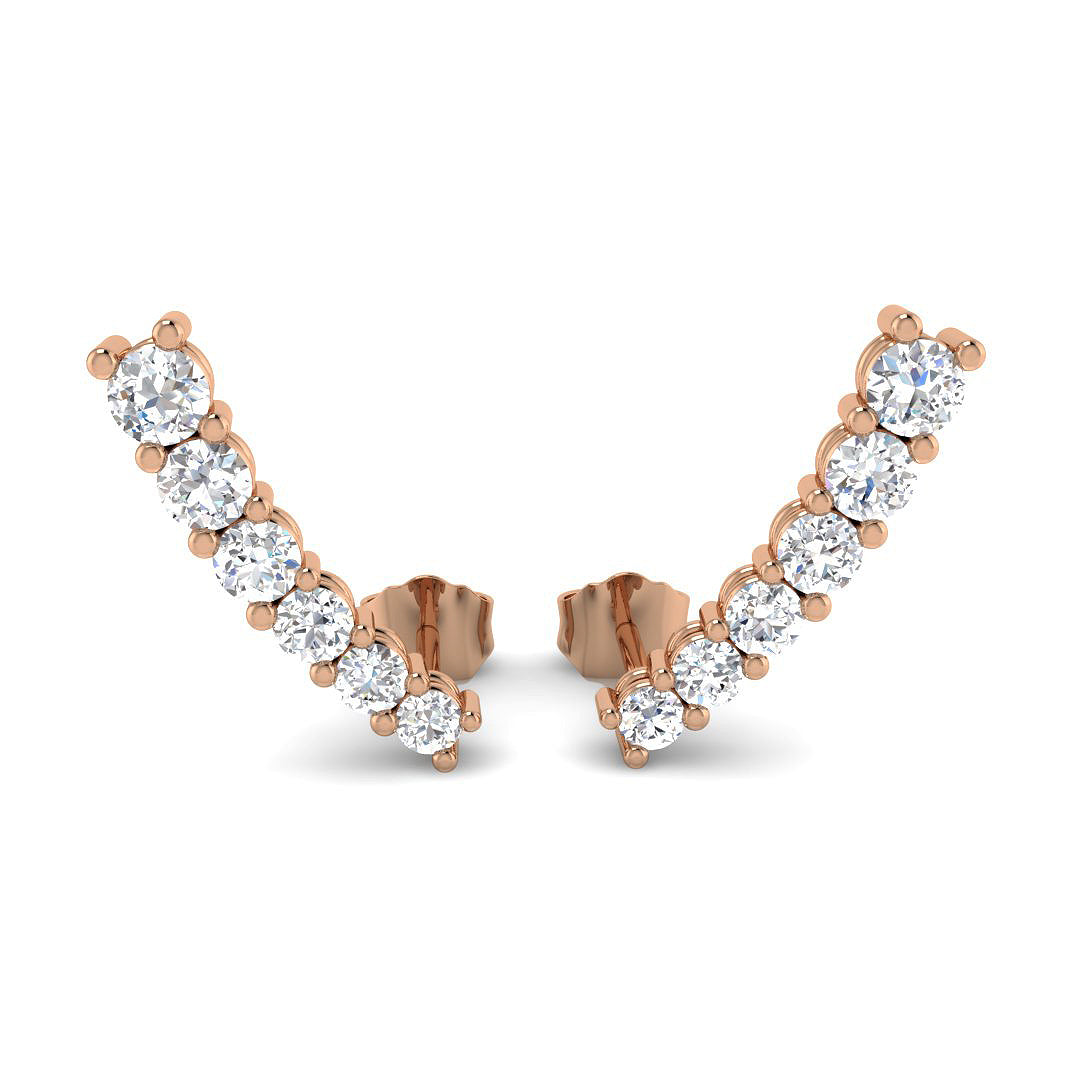 1ct Gold Diamond Crawlers - Elegant Luxury Earrings