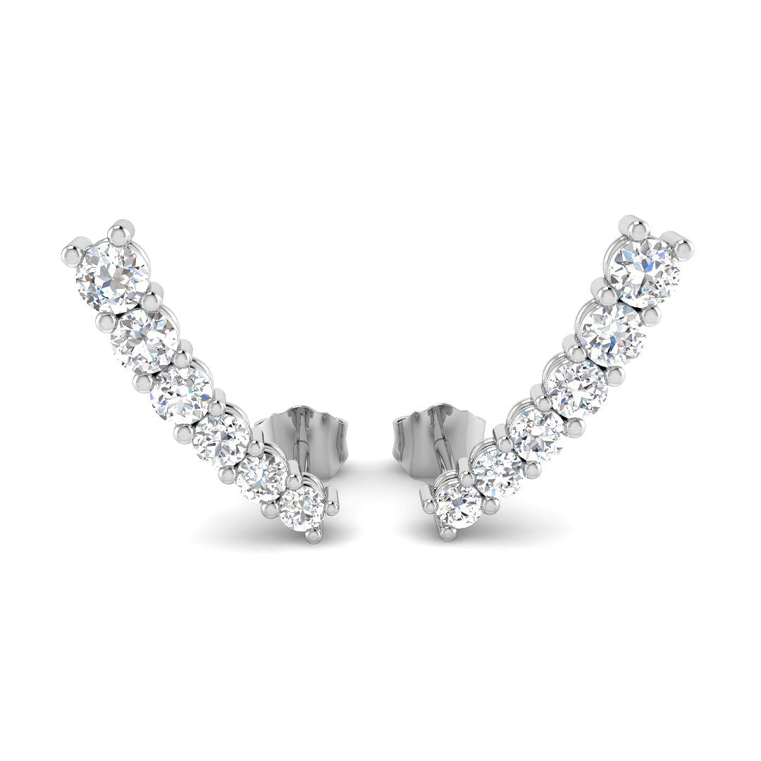 1ct Gold Diamond Crawlers - Elegant Luxury Earrings